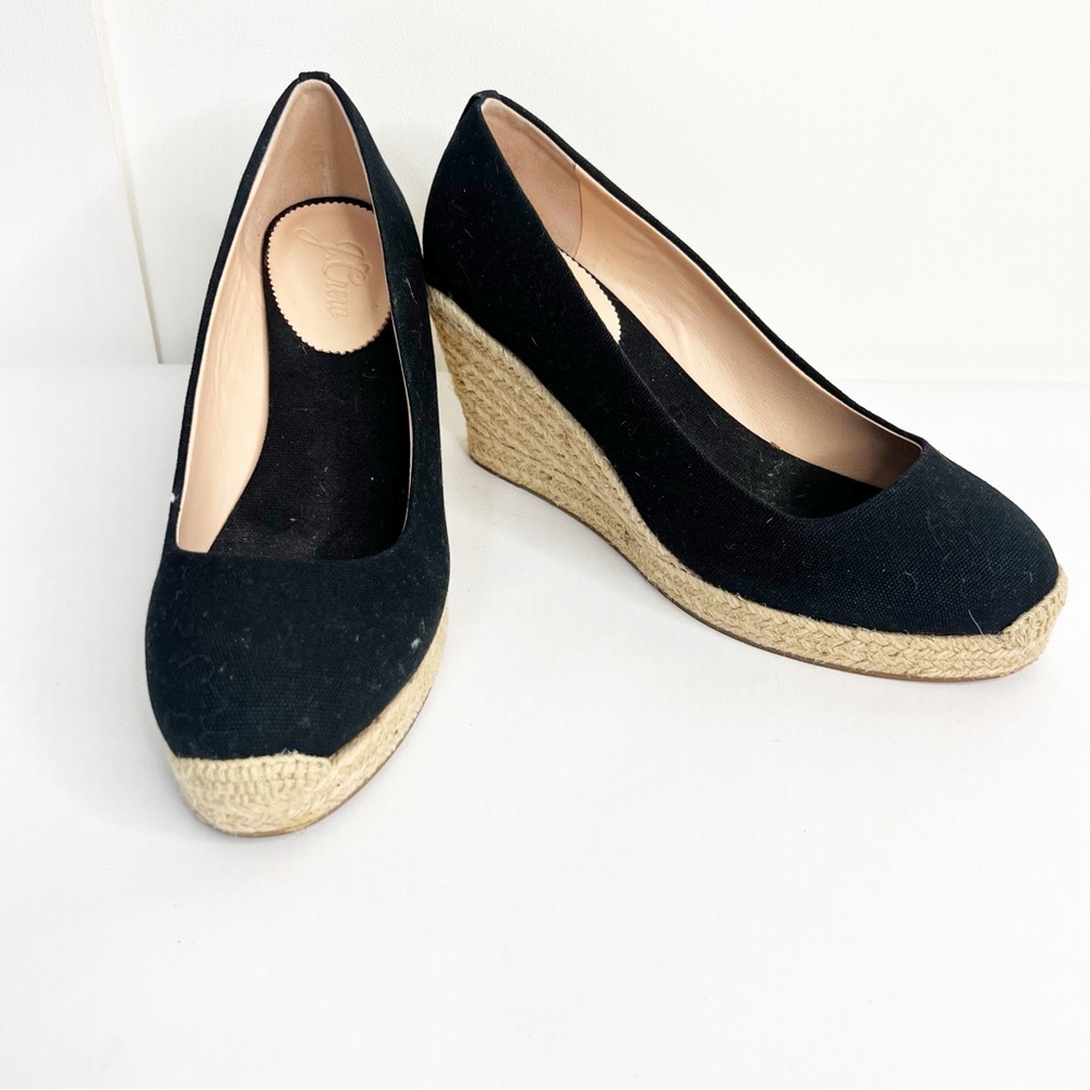 J. Crew Black Espadrille Wedges